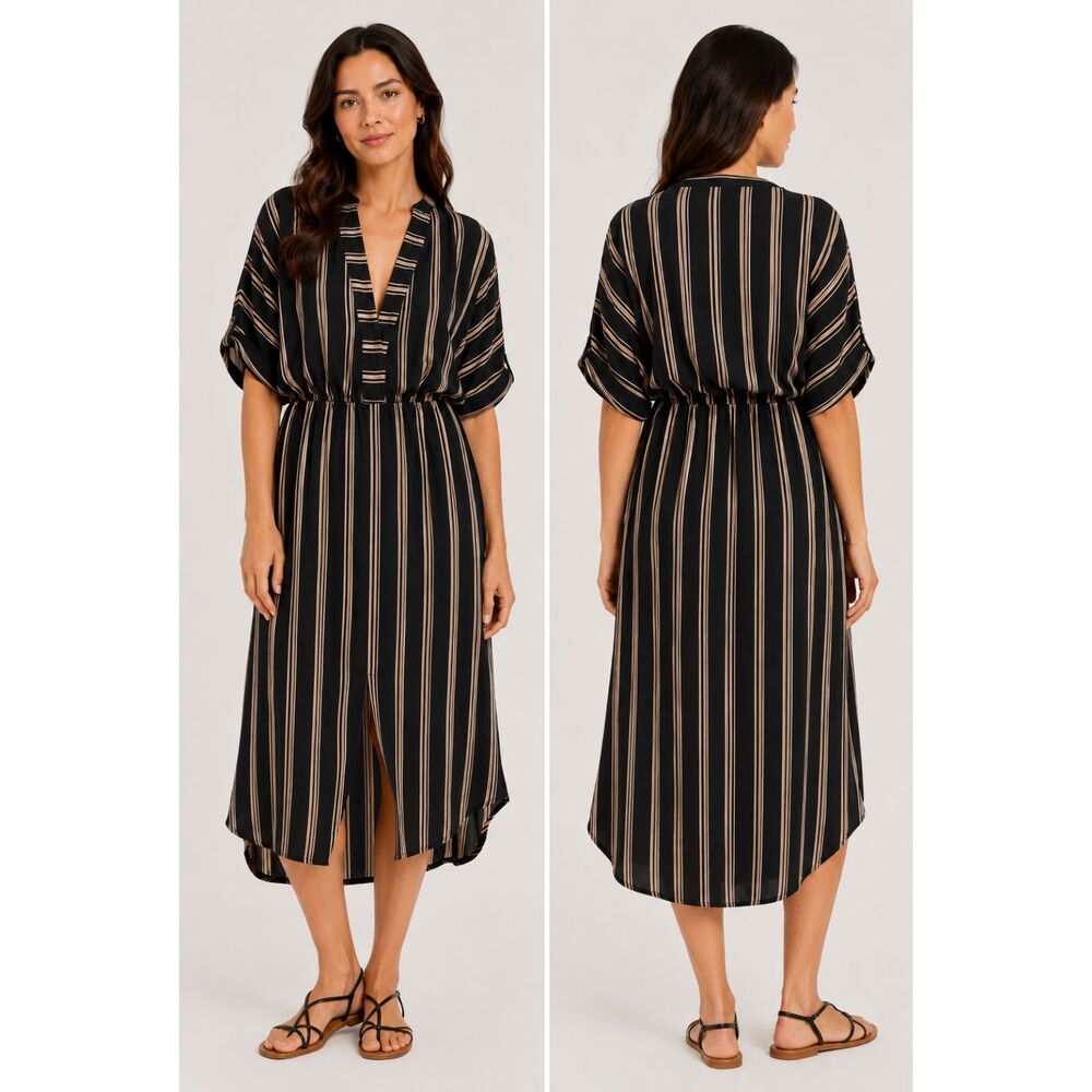 Uma And Leopold Anita Striped Dress Black Multi S